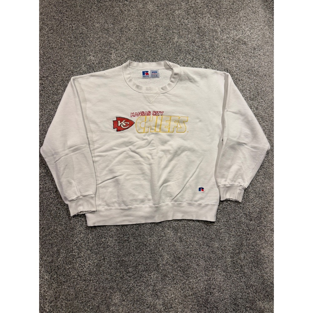 Russell Athletic Sweatshirt Mens XL White Kansas City Chiefs VTG 90s USA Made *